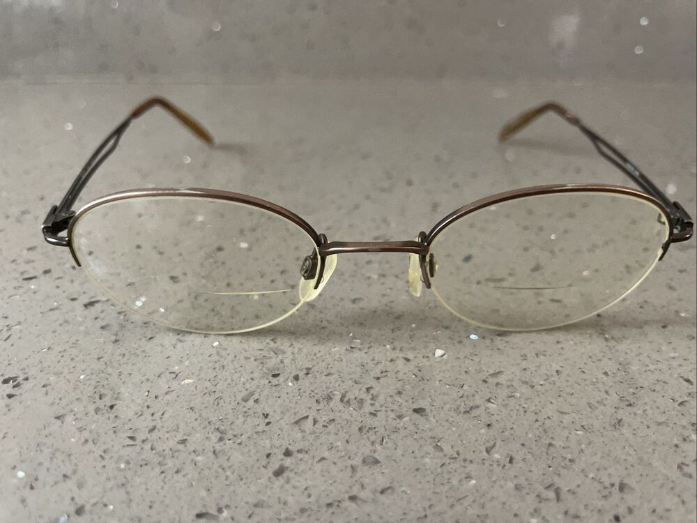 Esprit Eyeglasses FRAMES ONLY 9092 Brown Metal 48-20-135 Half Rim oval